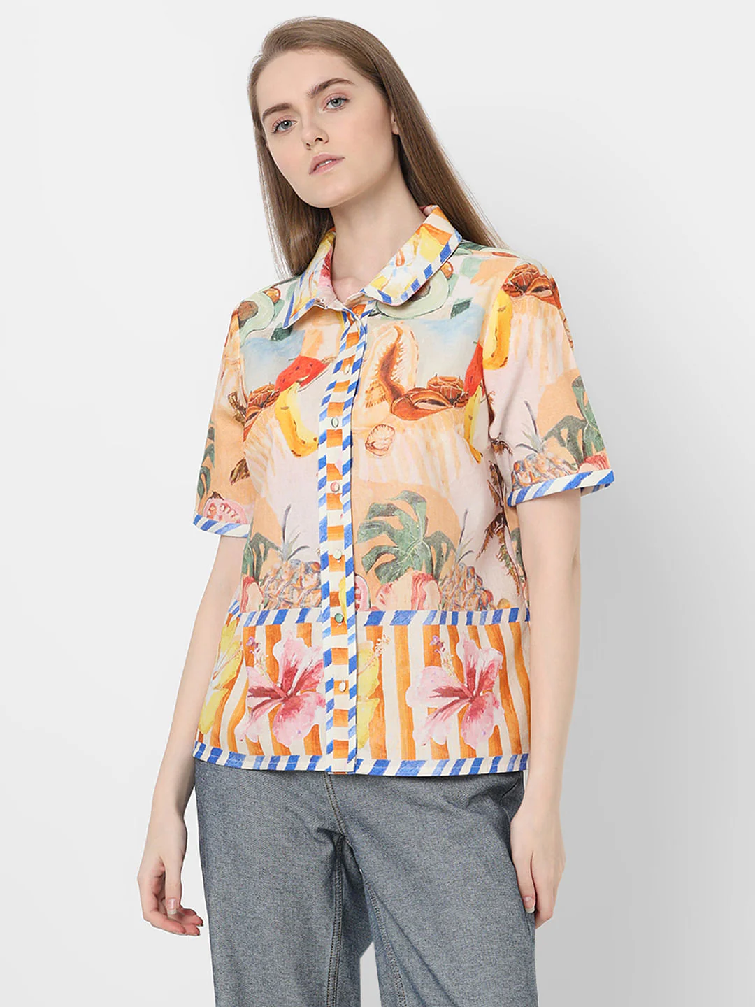 Yellow Tropical Print Shirt - Image 2