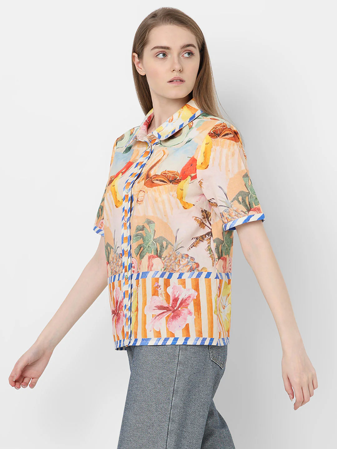 Yellow Tropical Print Shirt - Image 3