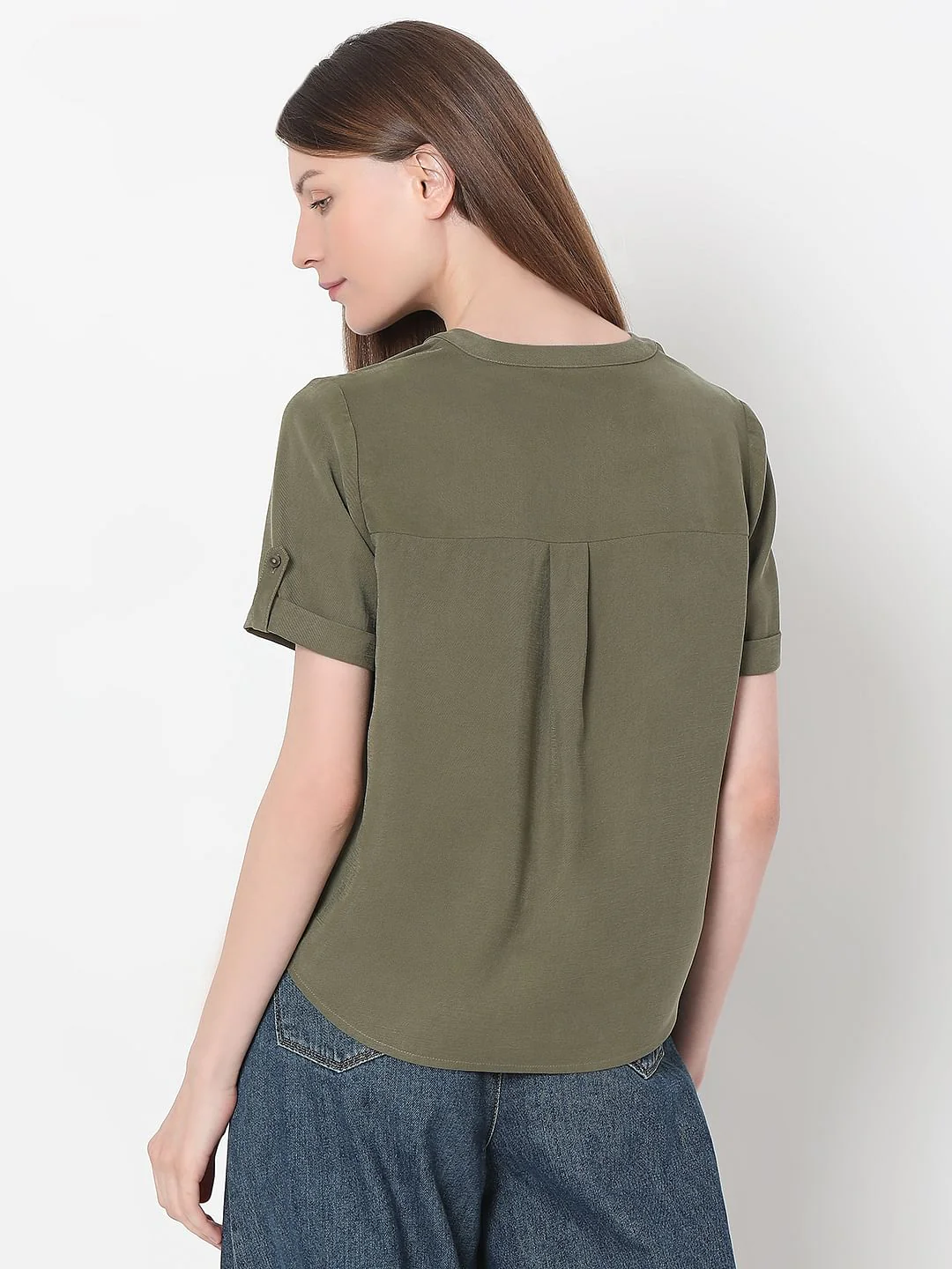 Olive Green V-Neck Top - Image 4