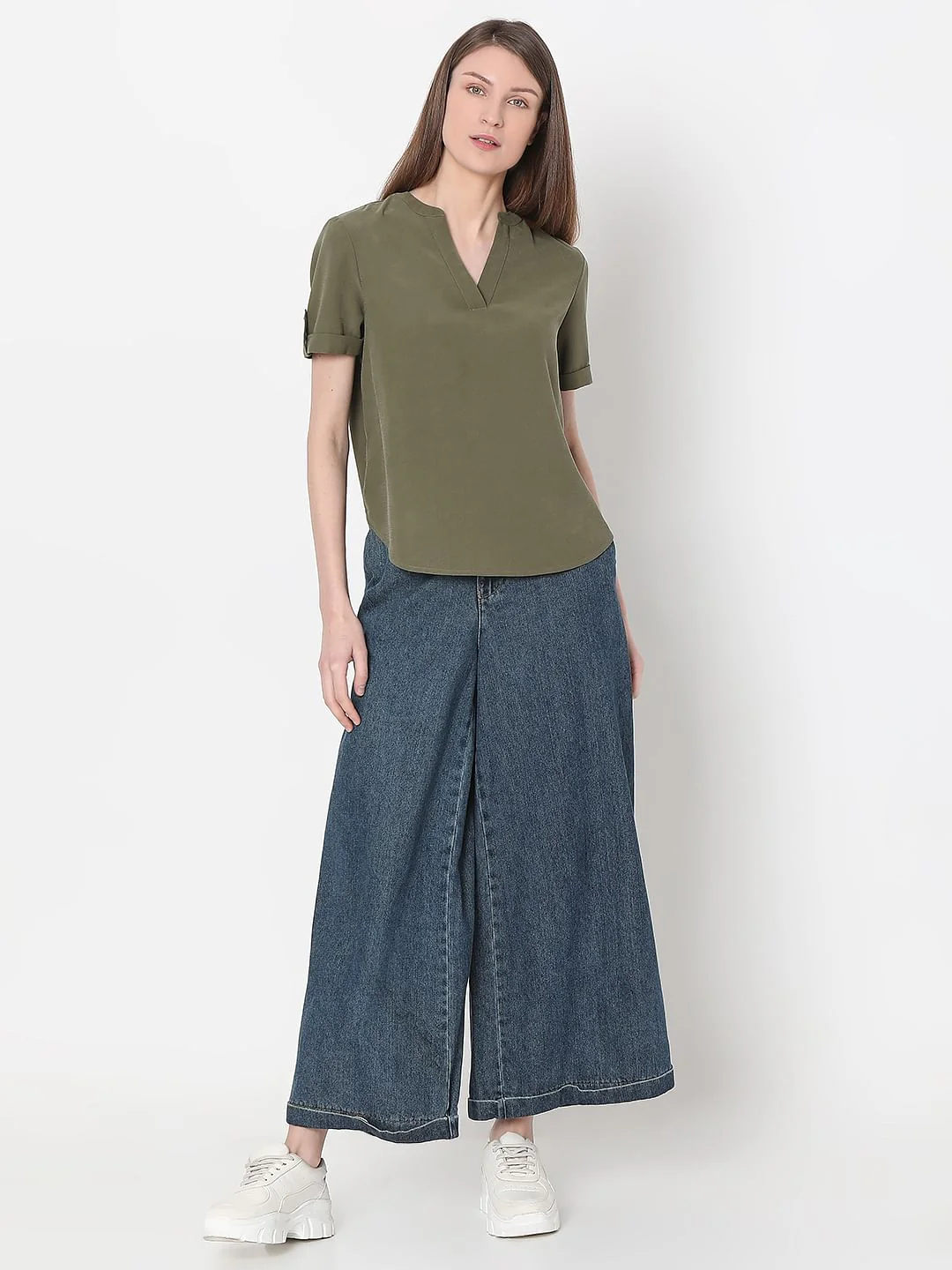 Olive Green V-Neck Top - Image 5