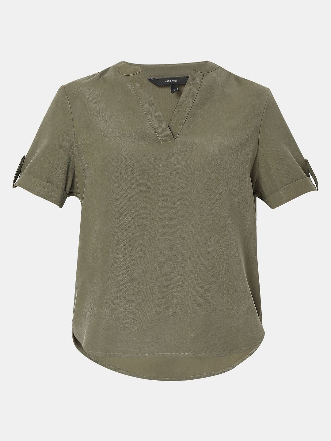 Olive Green V-Neck Top - Image 7