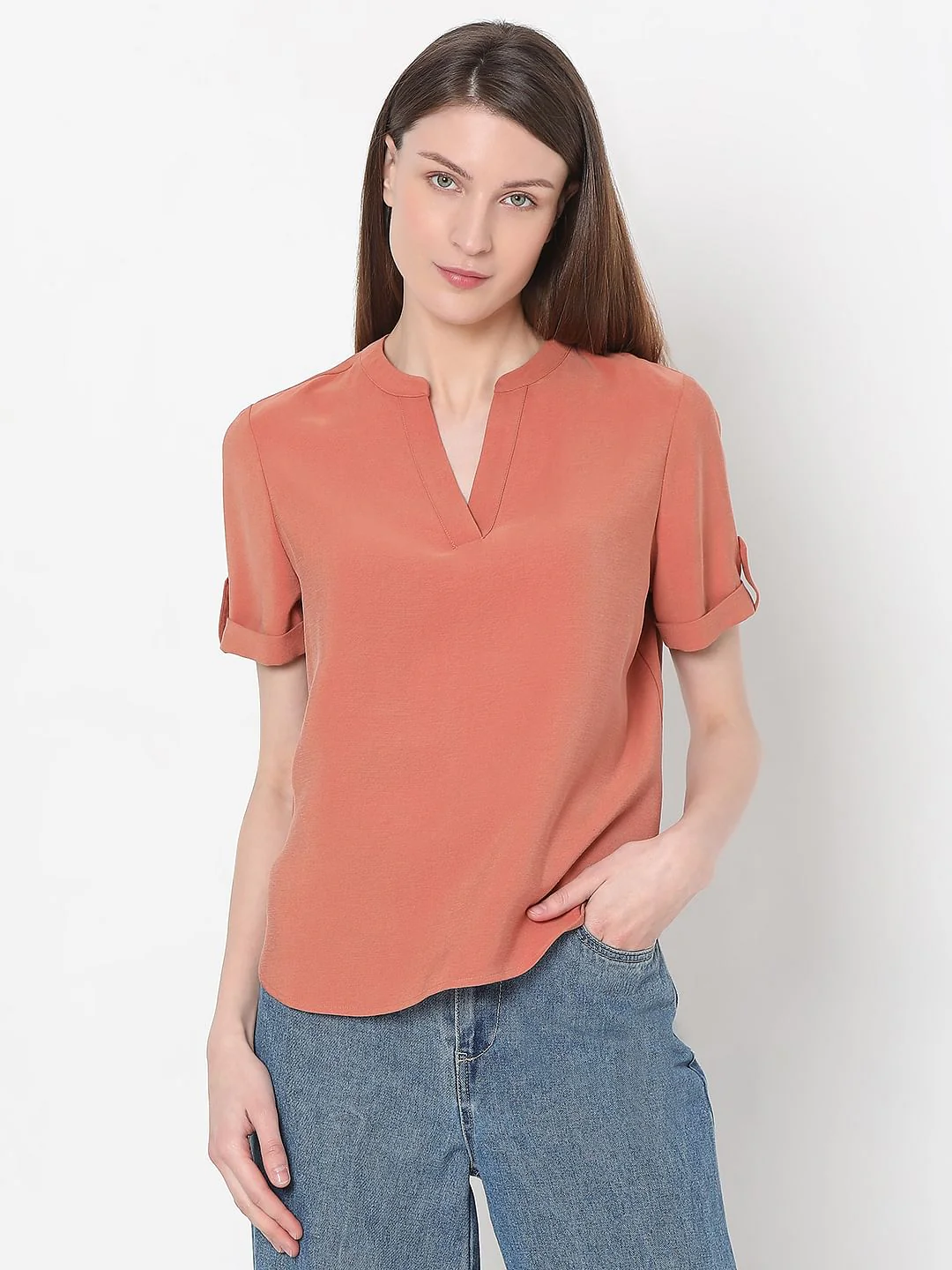 Peach V-Neck Top - Image 2