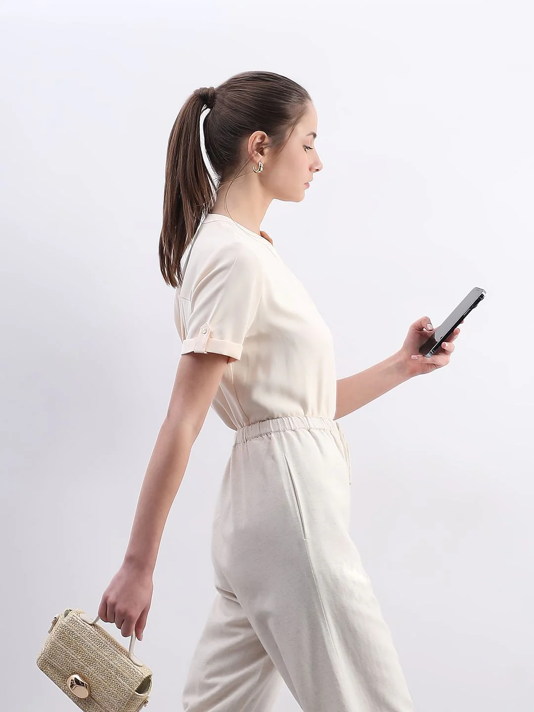 Beige V-Neck Top