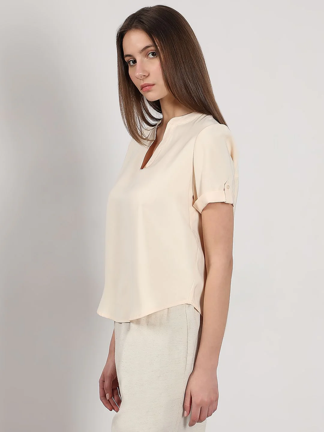 Beige V-Neck Top - Image 3