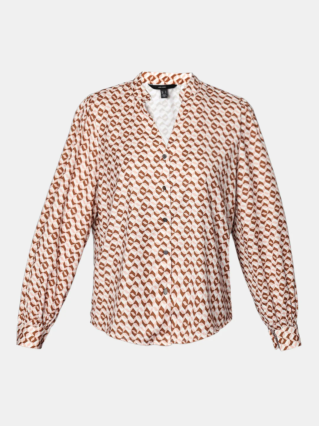 Brown Geometric Print Top - Image 6