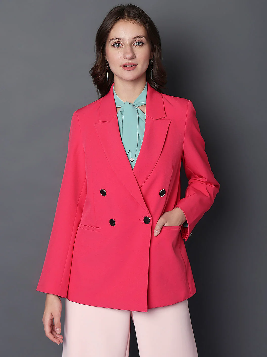 Pink Double Breasted Blazer - Image 2