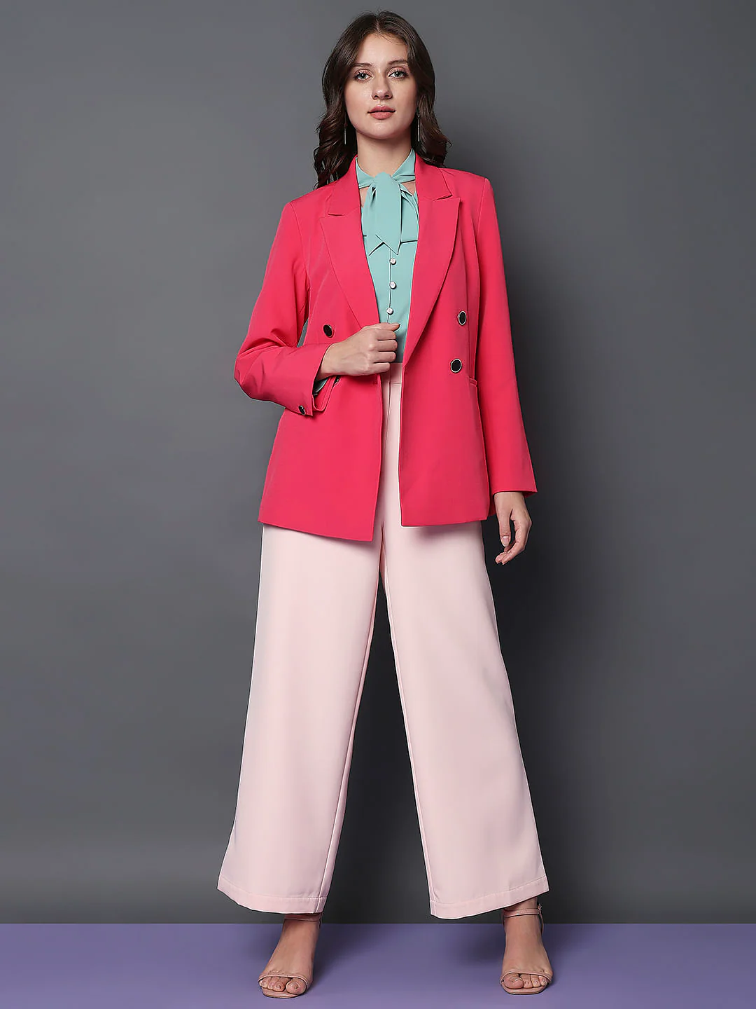 Pink Double Breasted Blazer - Image 5