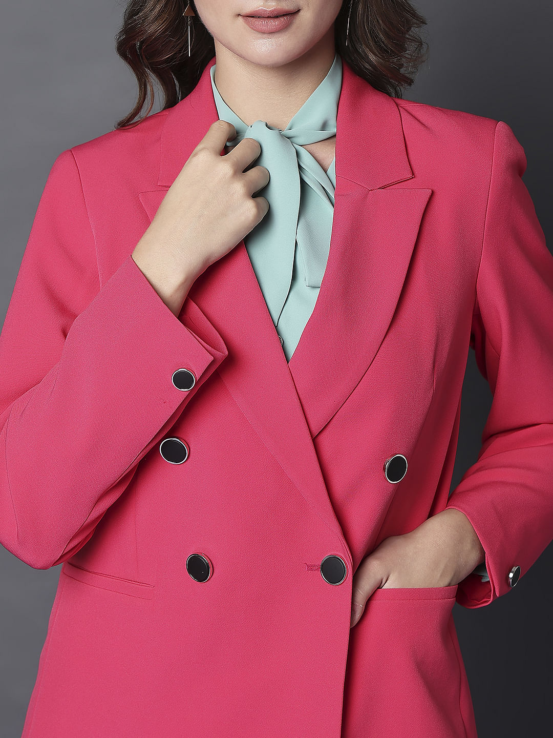 Pink Double Breasted Blazer - Image 6