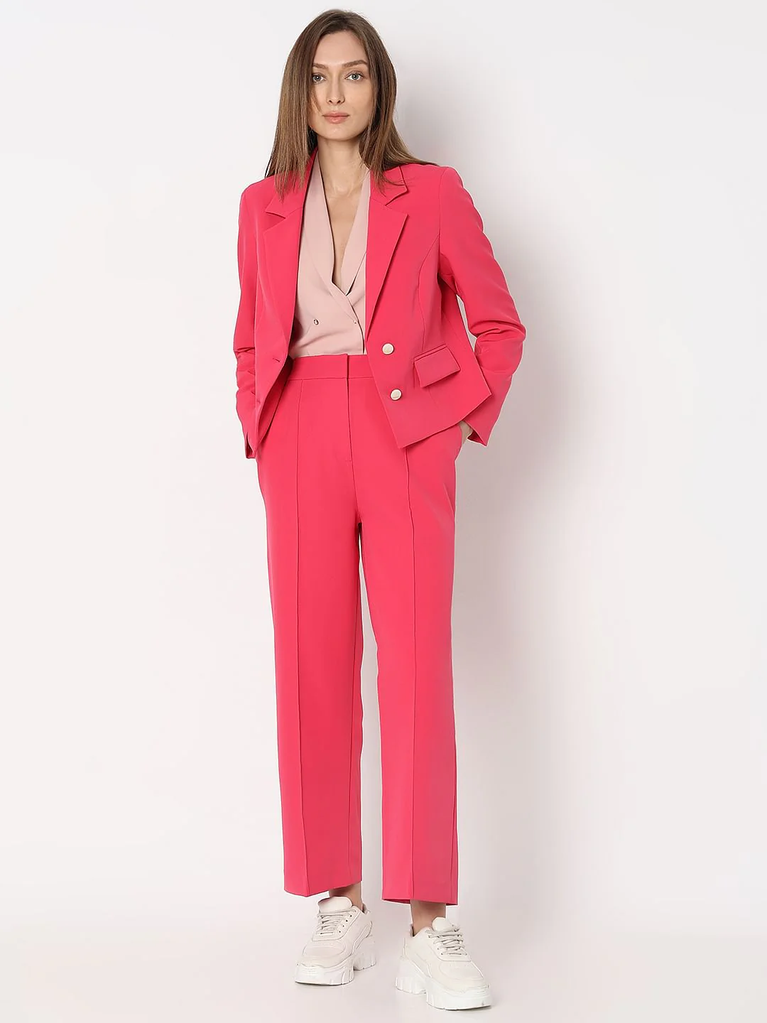 Pink Cropped Co-Ord Set Blazer - Image 5