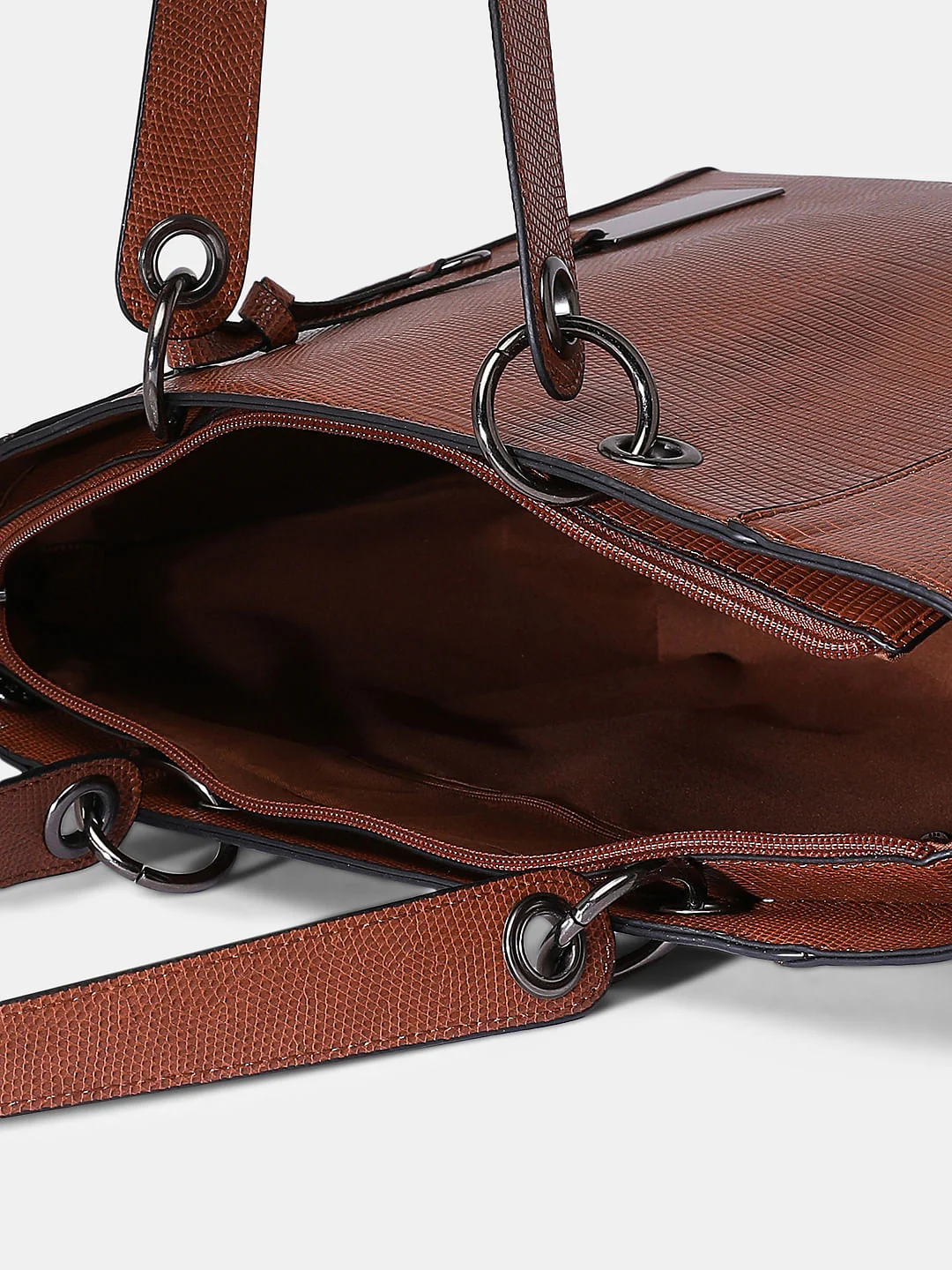 Brown Textured Handbag - Image 5