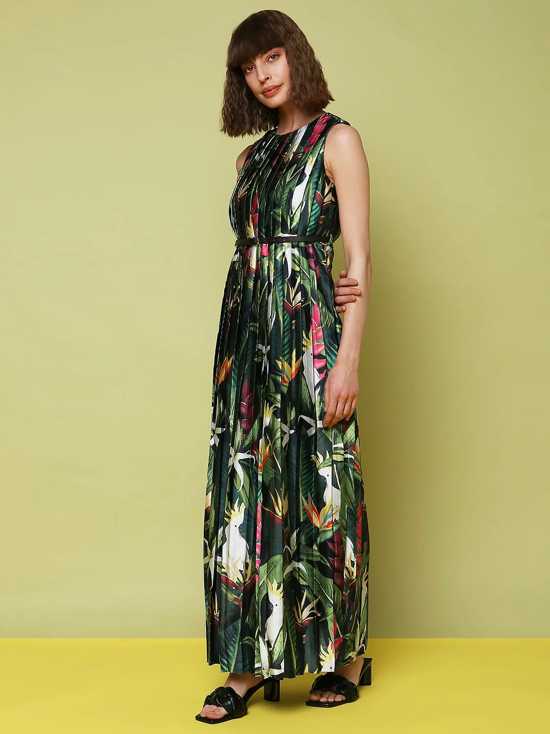 Marquee Green Tropical Print Maxi Dress - Image 3