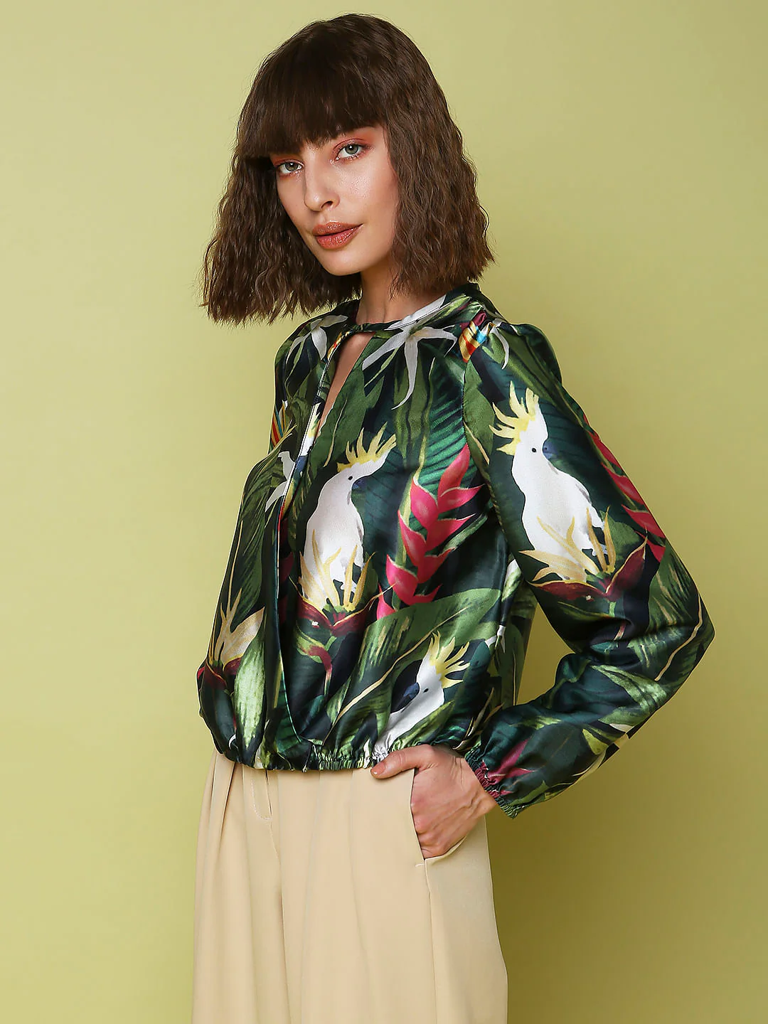 Marquee Green Tropical Print Top - Image 3