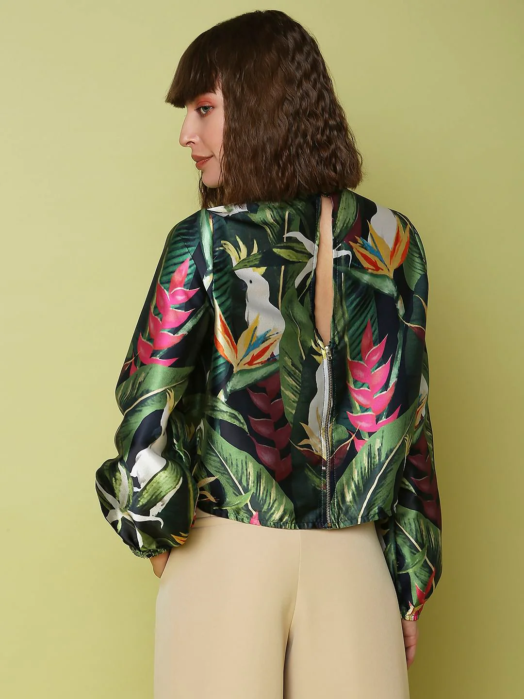 Marquee Green Tropical Print Top - Image 4
