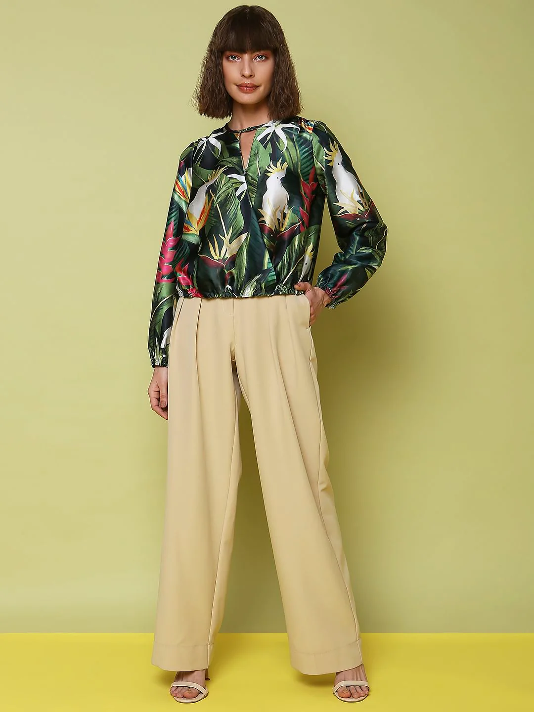 Marquee Green Tropical Print Top - Image 5