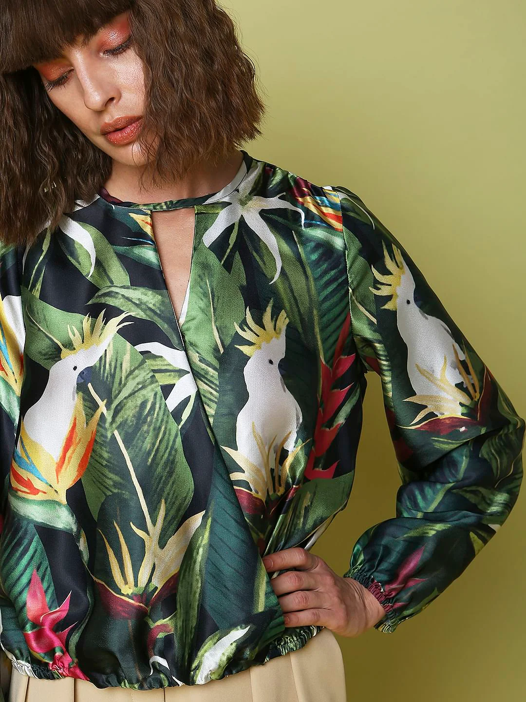 Marquee Green Tropical Print Top - Image 6