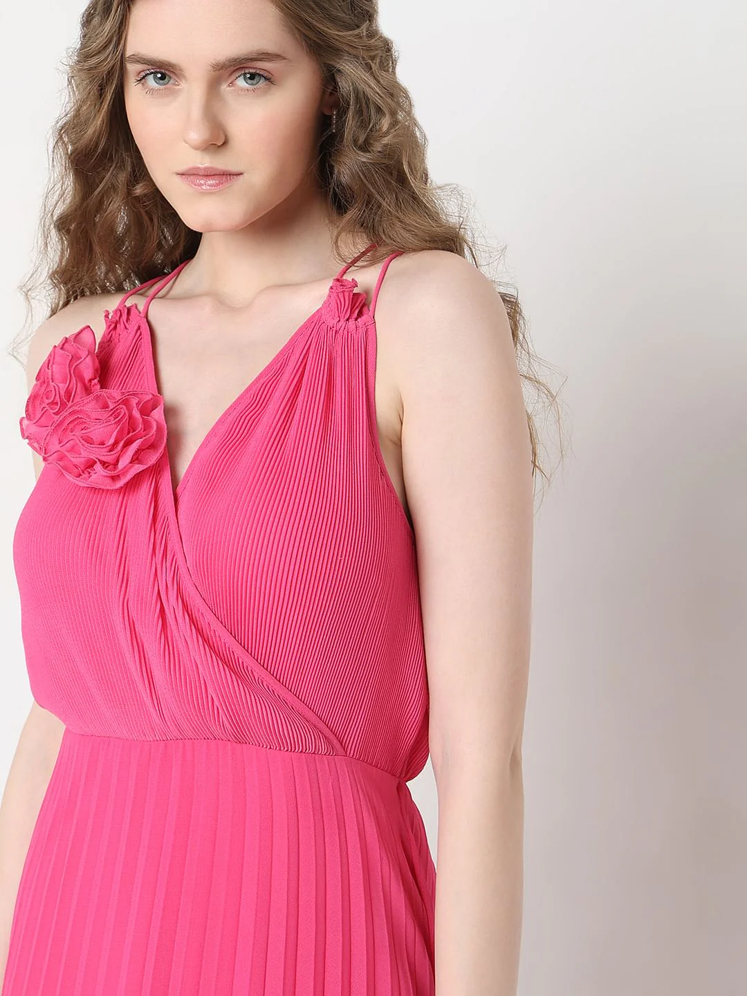 Marquee Pink Ombre Pleated Midi Dress - Image 5