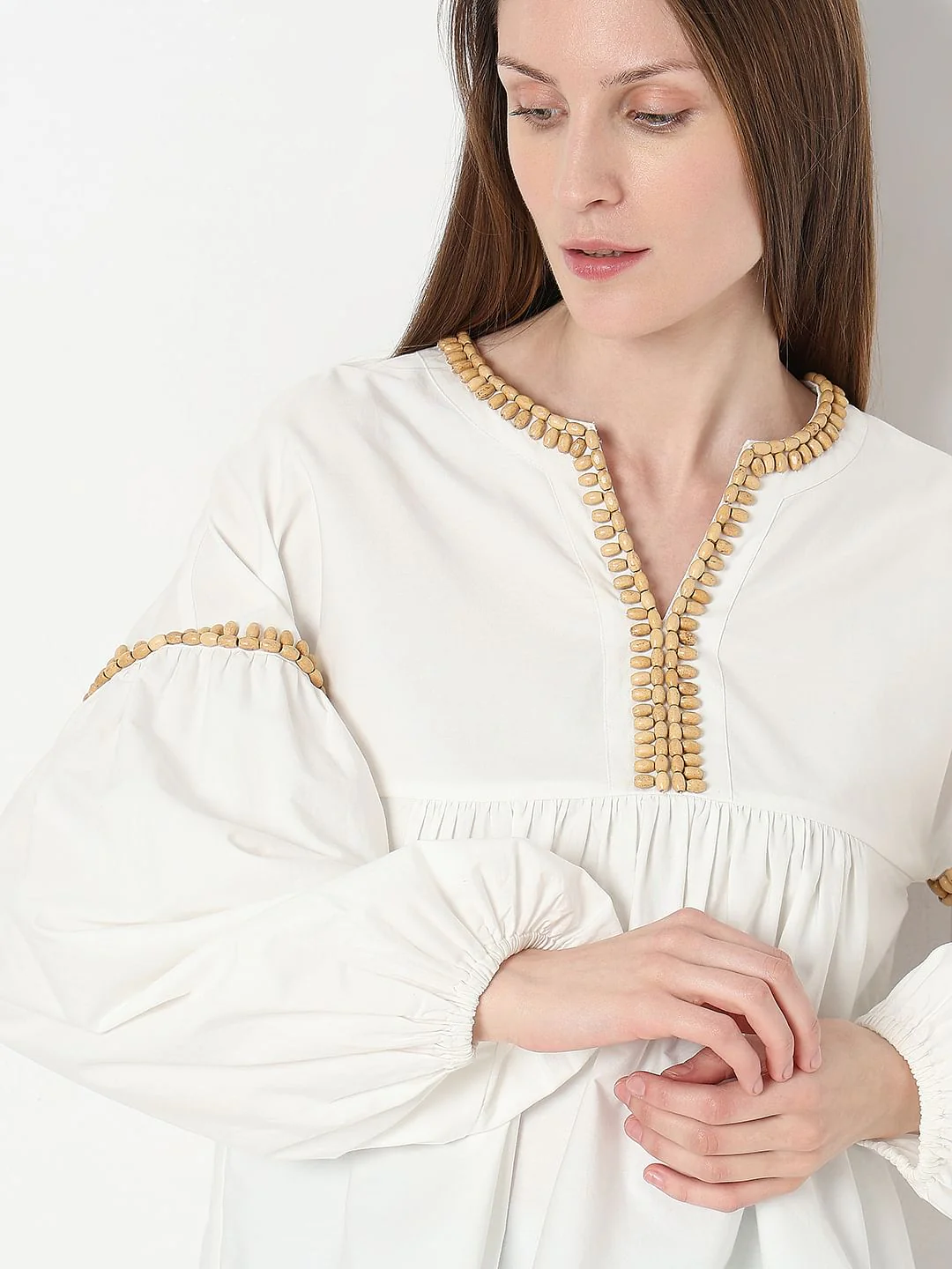 White Beaded Flared Top - Image 6
