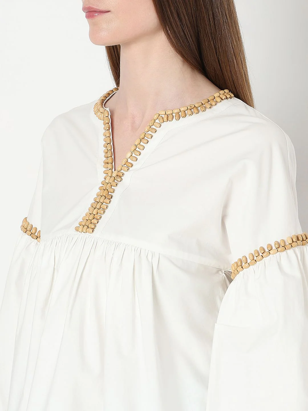 White Beaded Flared Top - Image 8