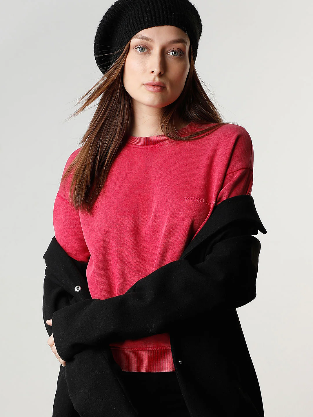 Red Drop Shoulder Washed Sweatshirt