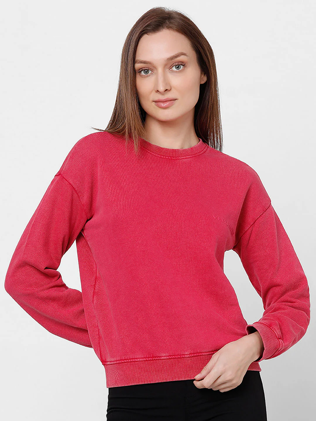 Red Drop Shoulder Washed Sweatshirt - Image 2