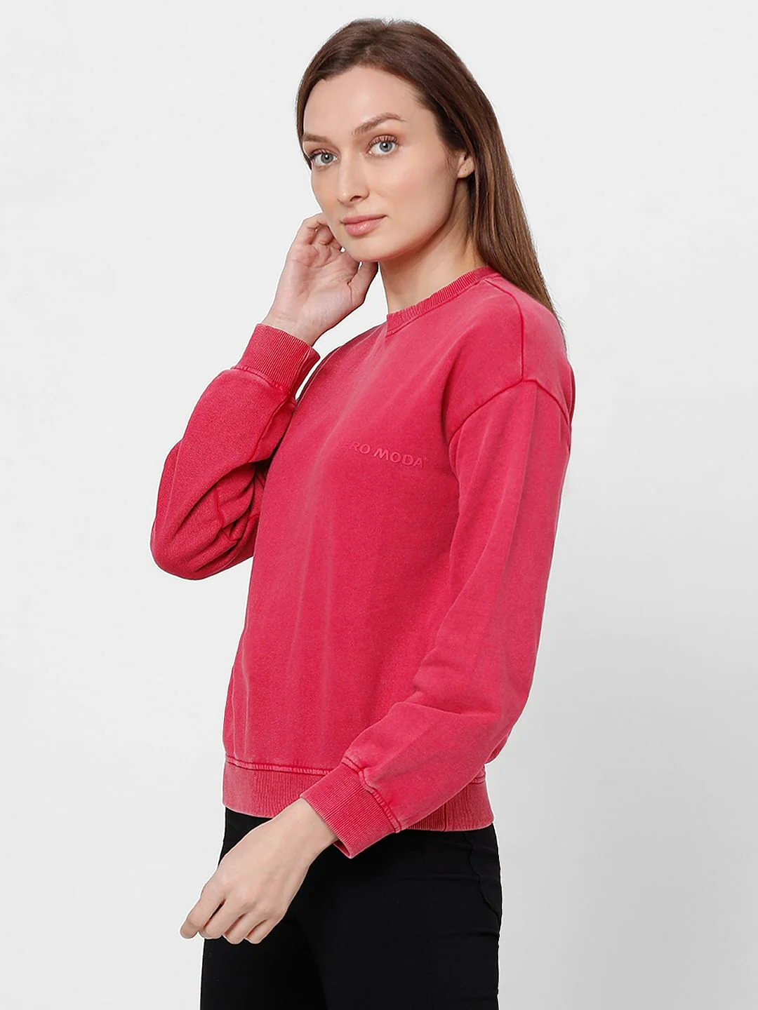 Red Drop Shoulder Washed Sweatshirt - Image 3