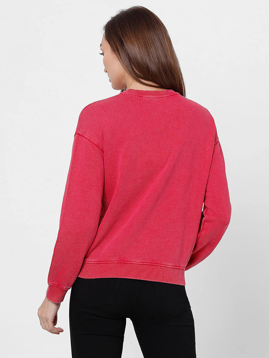 Red Drop Shoulder Washed Sweatshirt - Image 4