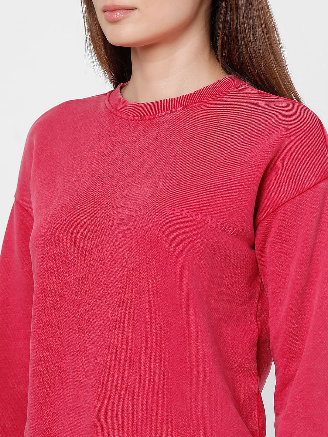 Red Drop Shoulder Washed Sweatshirt - Image 6