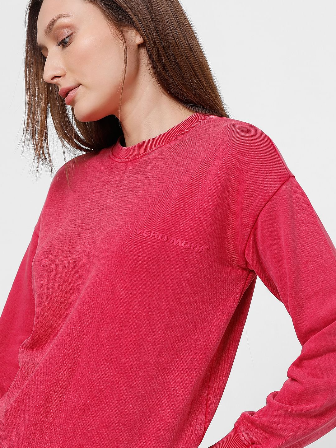 Red Drop Shoulder Washed Sweatshirt - Image 8