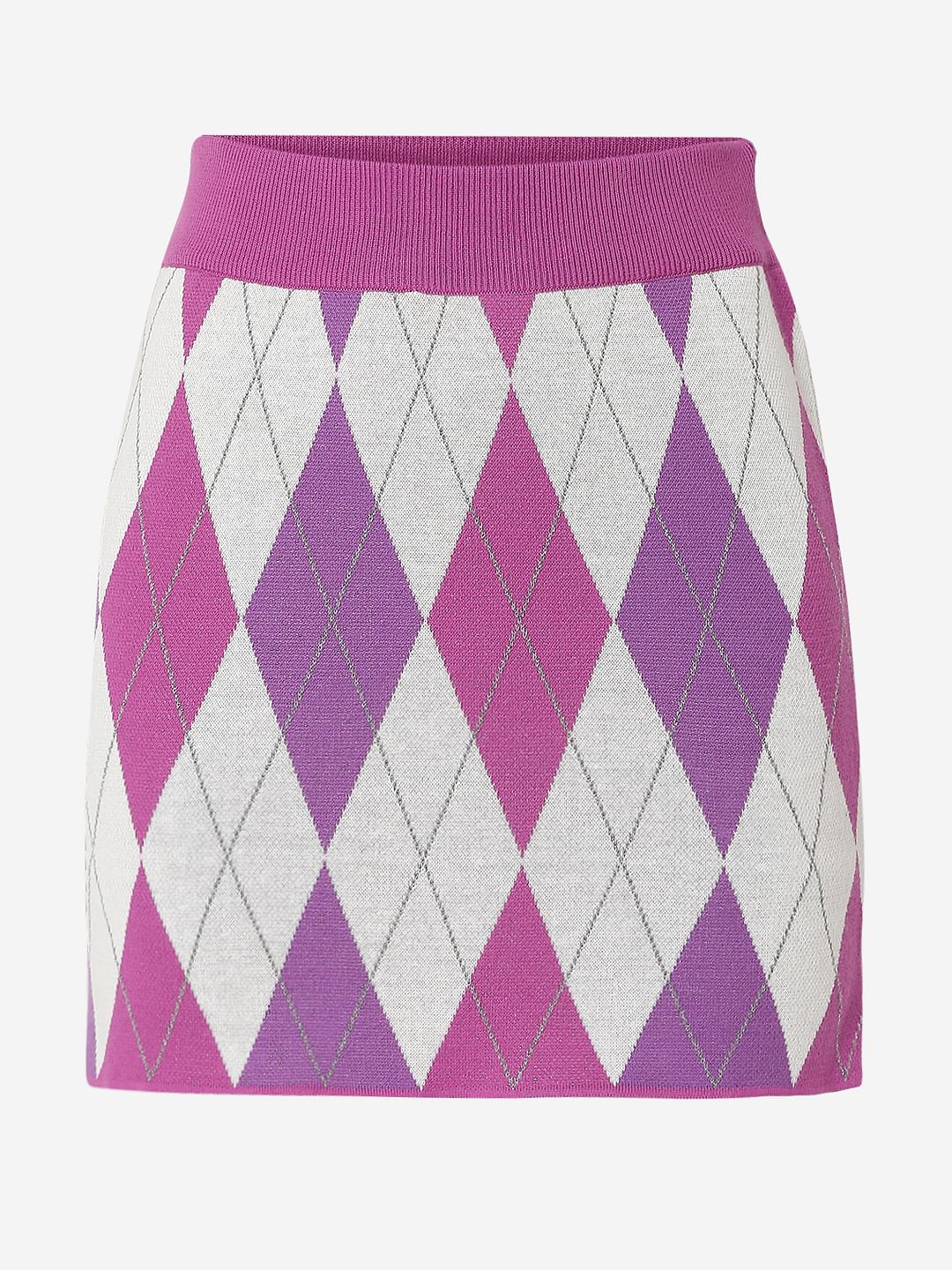 Purple High Rise Knit Co-Ord Skirt - Image 7