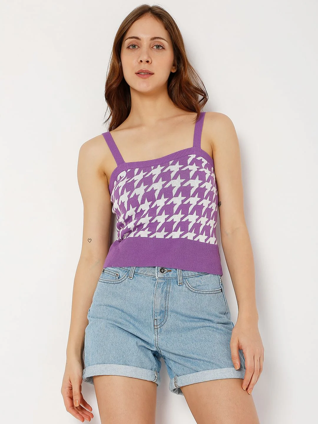 Purple Jacquard Strappy Top - Image 2