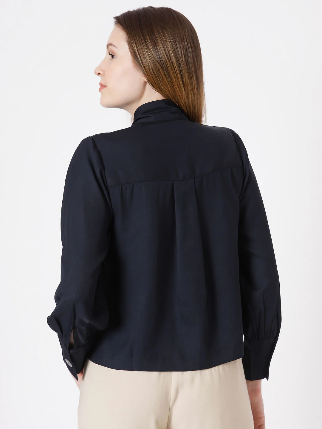 Blue Tie-Up Neck Top - Image 4
