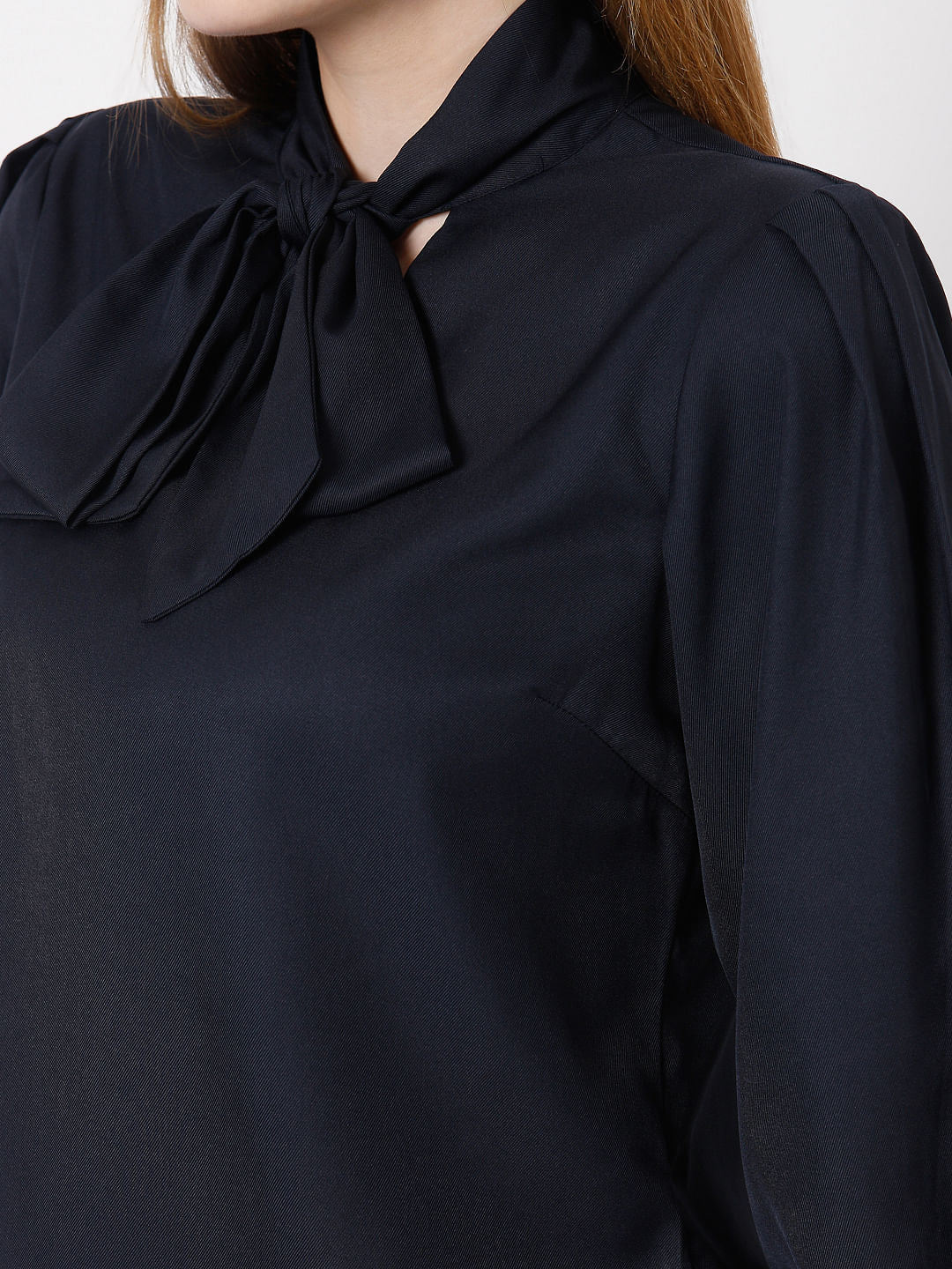 Blue Tie-Up Neck Top - Image 6