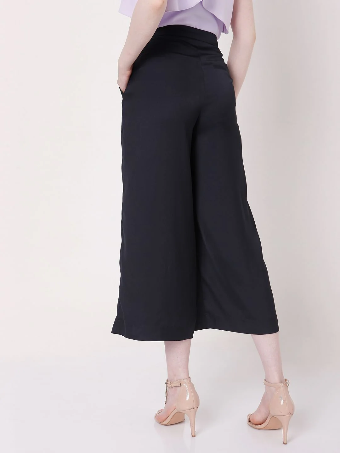 Navy Blue Mid Rise Co-Ord Set Culottes - Image 4