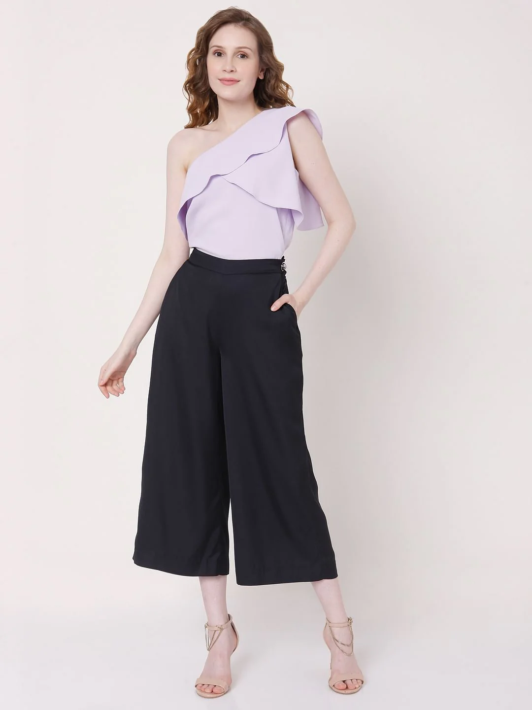Navy Blue Mid Rise Co-Ord Set Culottes - Image 6