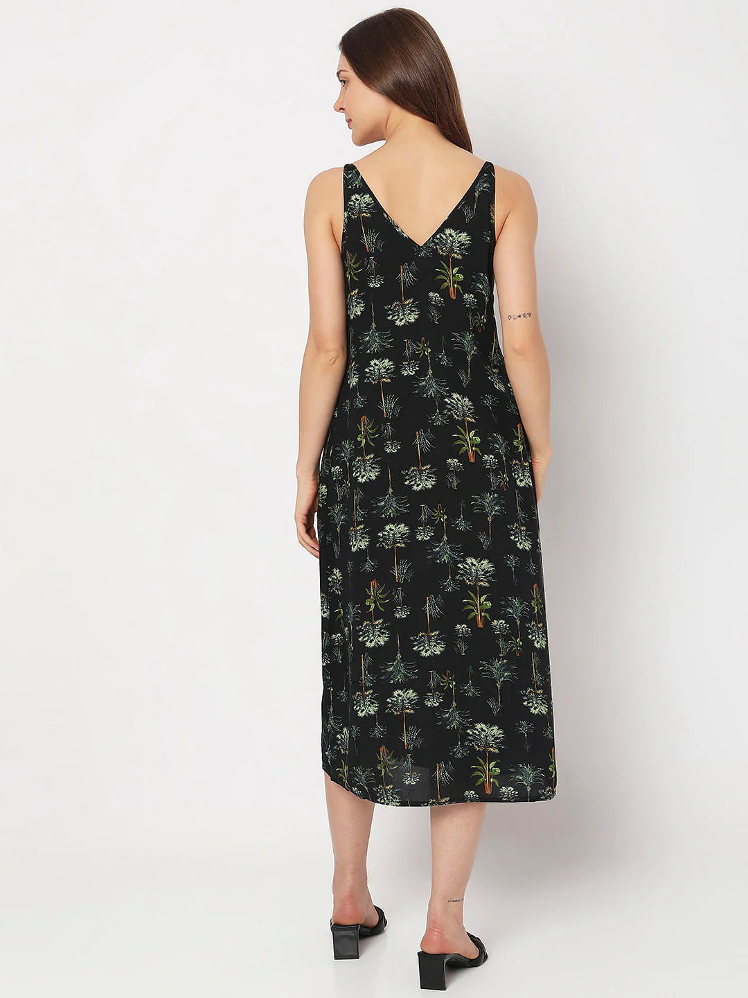 Black Printed Midi Dress - Image 4