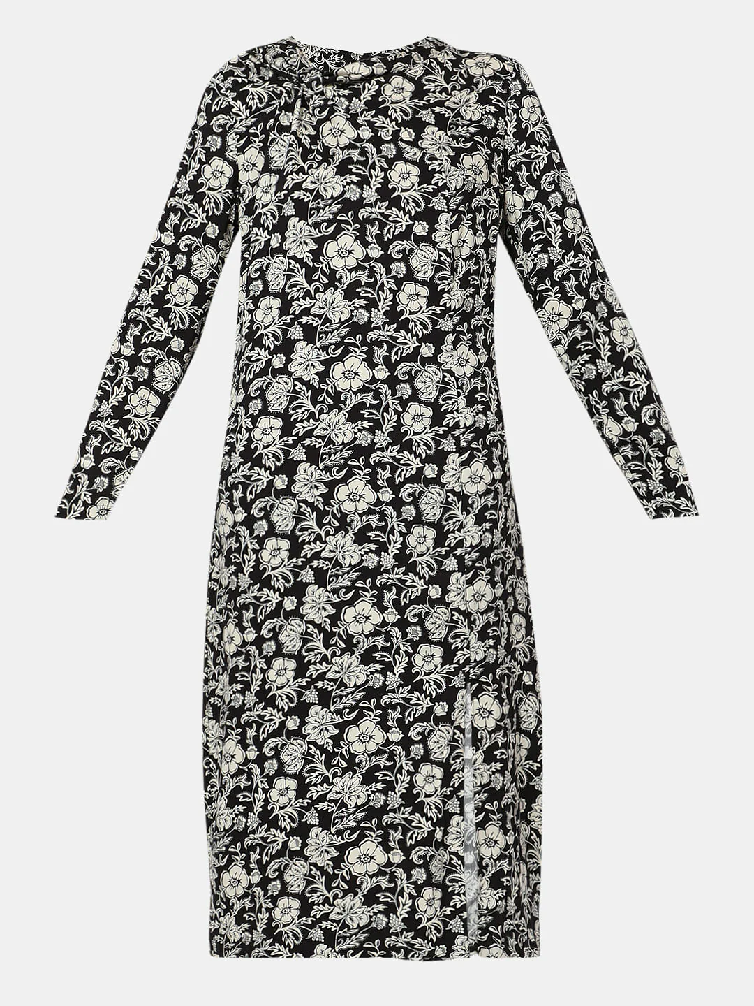 Black Floral Print Midi Dress - Image 6