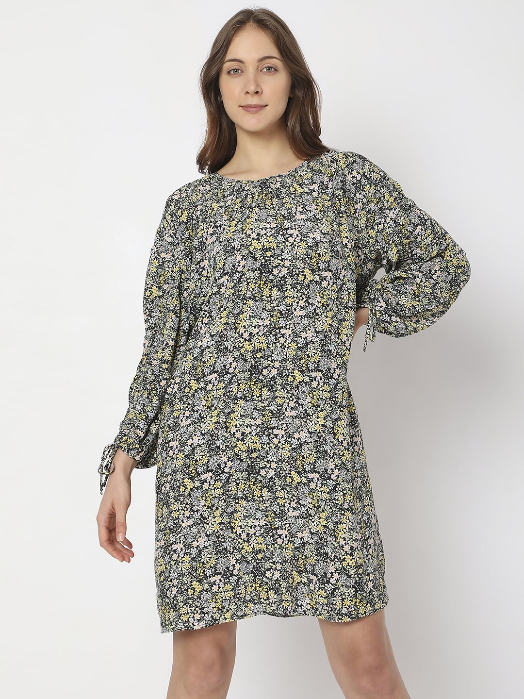 Black Floral Print Shift Dress - Image 2