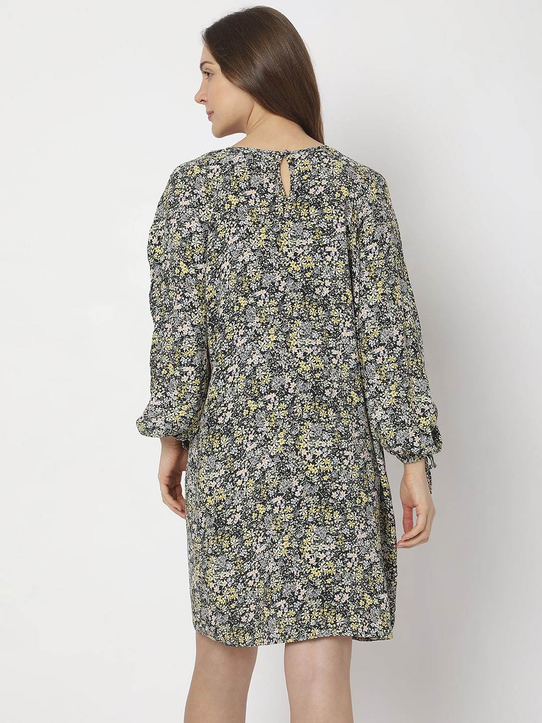 Black Floral Print Shift Dress - Image 4