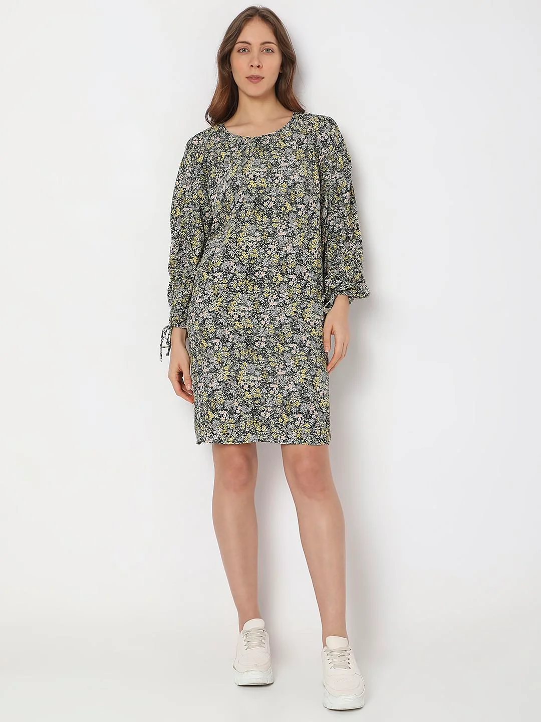 Black Floral Print Shift Dress - Image 5