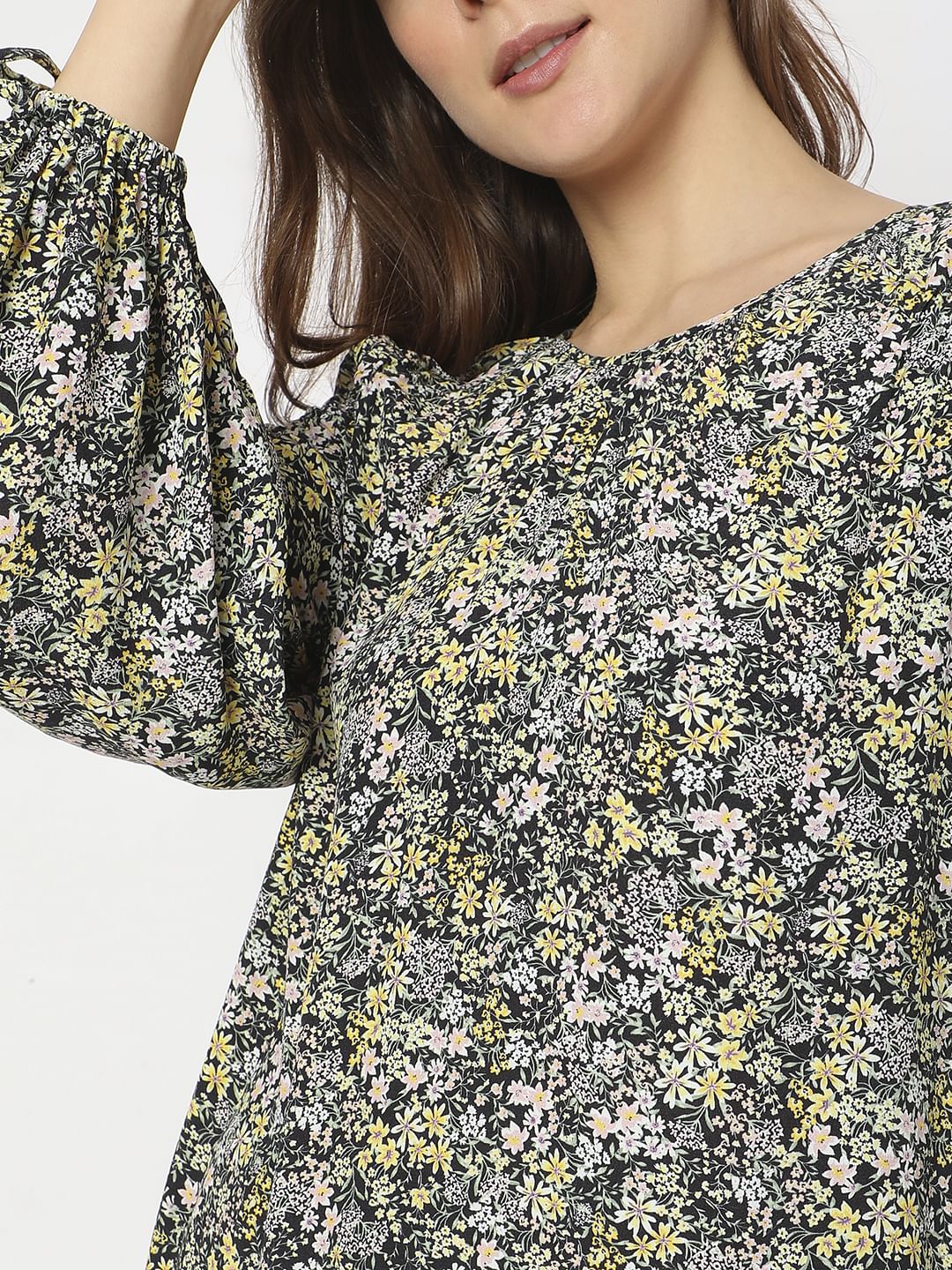 Black Floral Print Shift Dress - Image 6