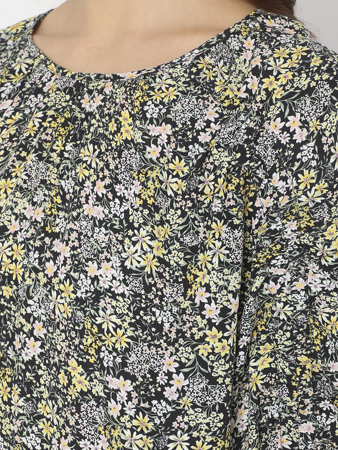 Black Floral Print Shift Dress - Image 8