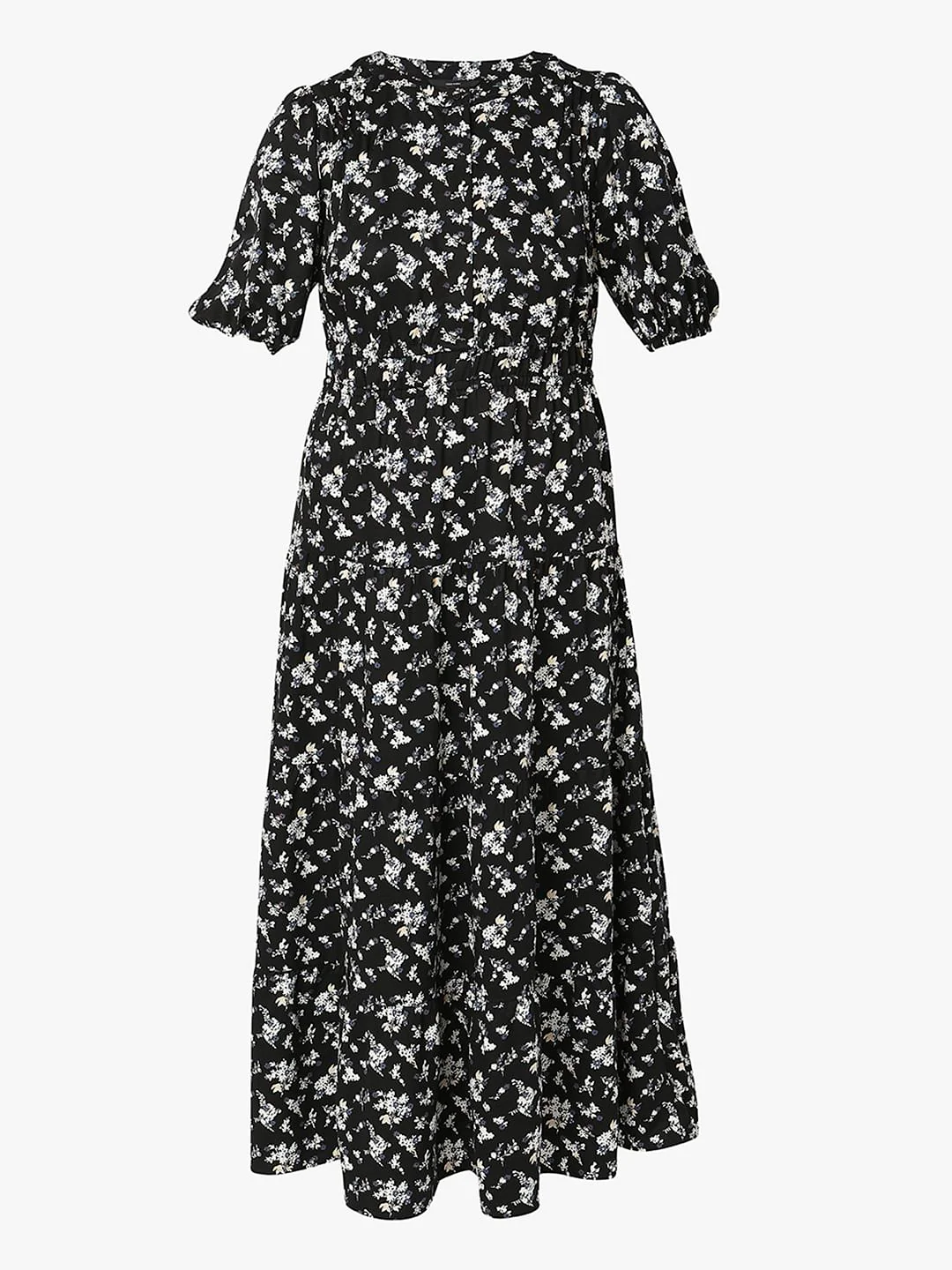 Black Floral Midi Dress - Image 6