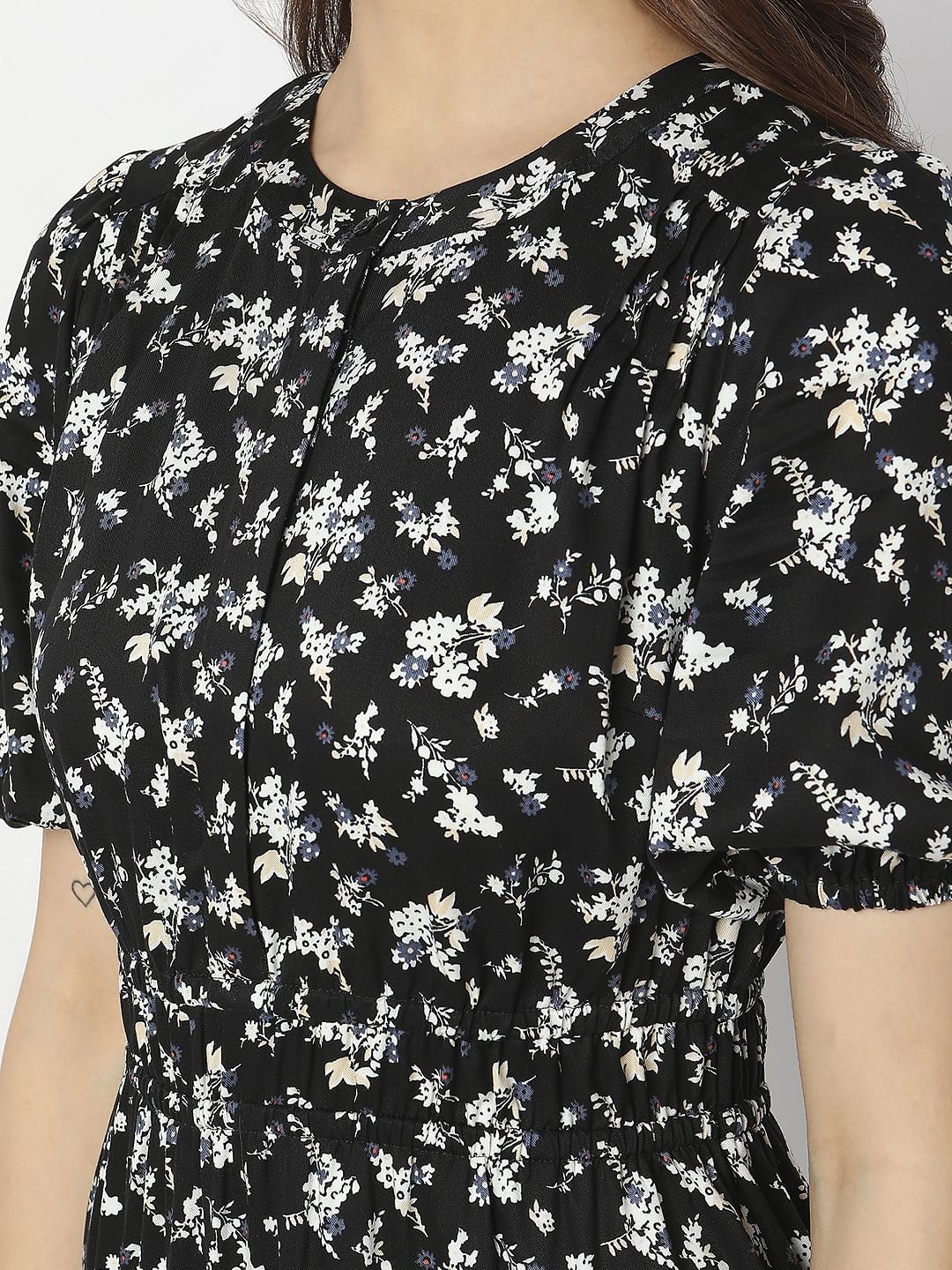 Black Floral Midi Dress - Image 7