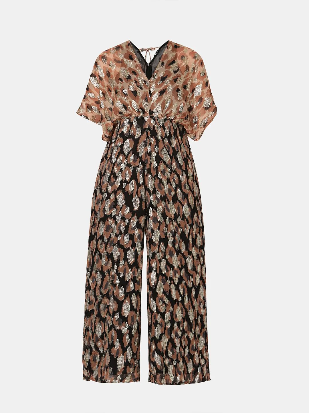 Black & Brown Printed Georgette Jumpsuit - Image 6