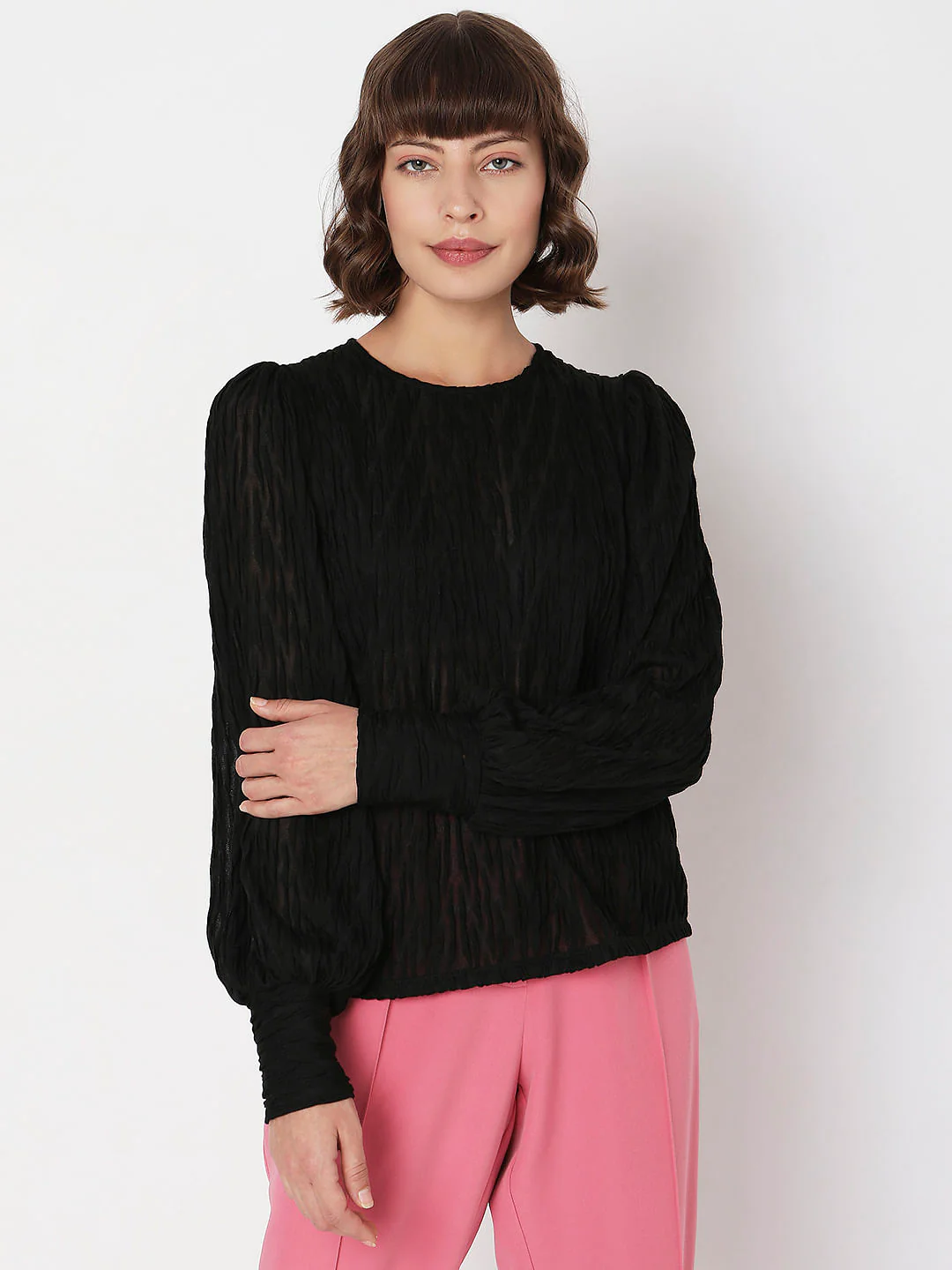 Black Textured Top - Image 2