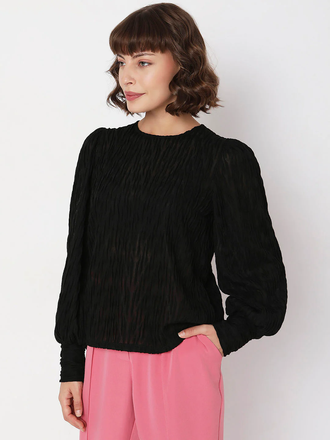 Black Textured Top - Image 3