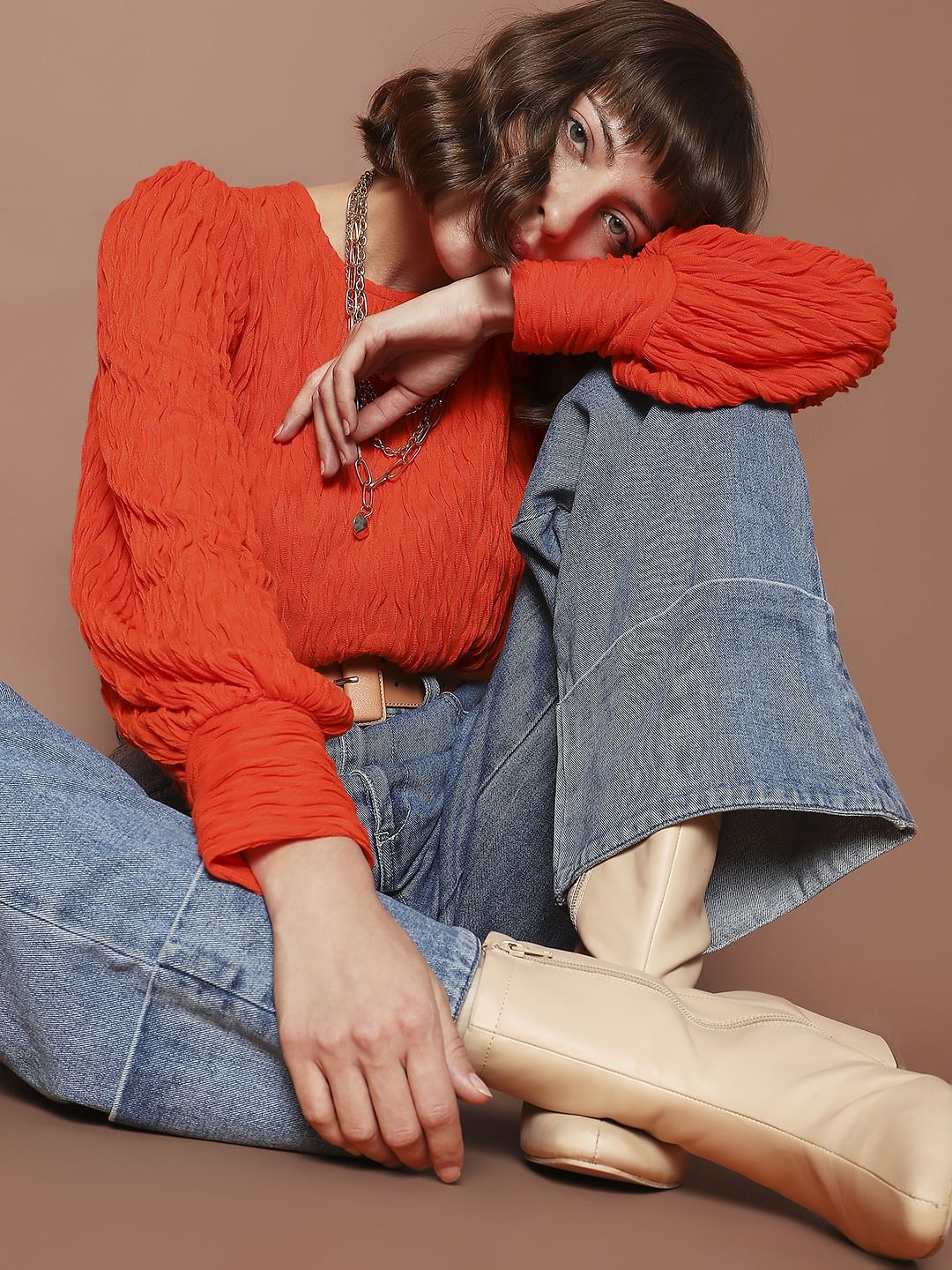 Orange Textured Top