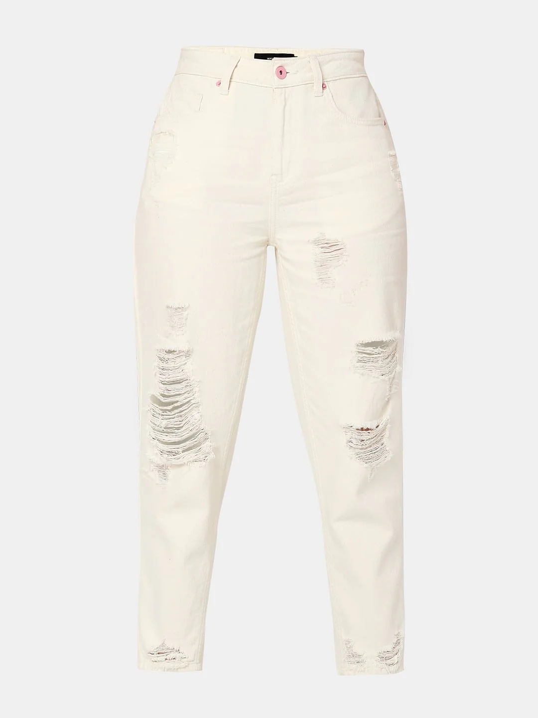 Off-White High Rise Distressed Straight Jeans - Image 7