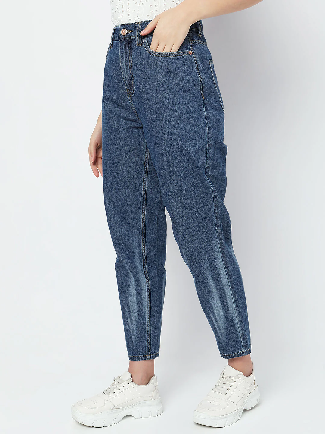 Blue High Rise Jade Straight Fit Jeans - Image 3