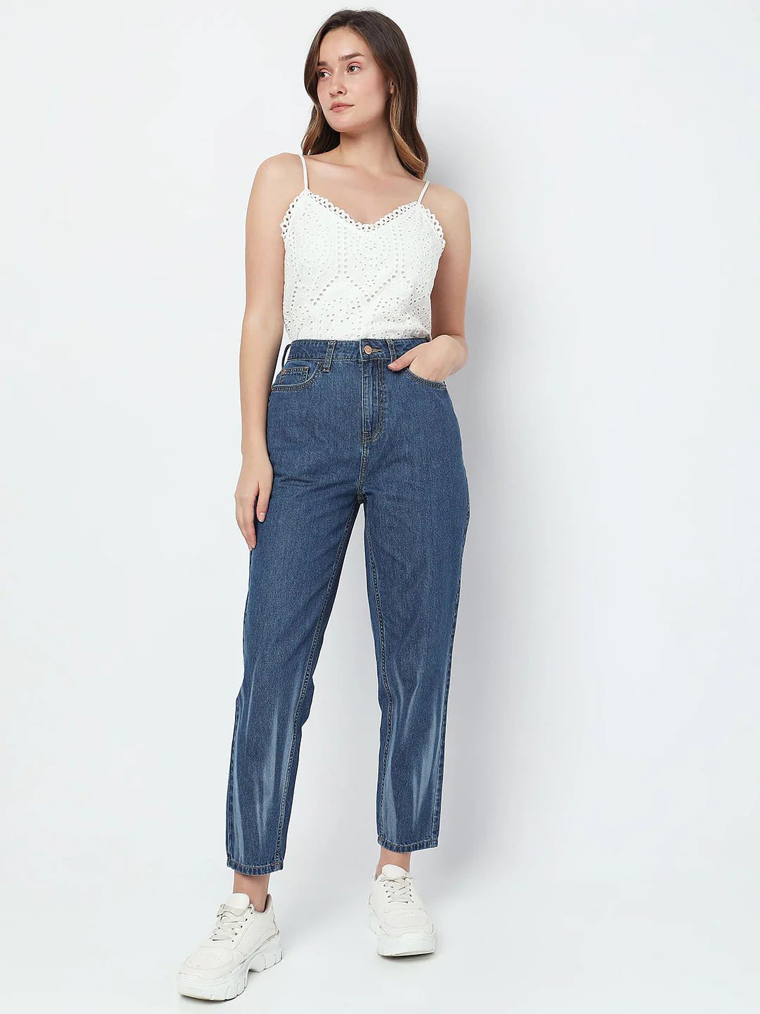 Blue High Rise Jade Straight Fit Jeans - Image 6